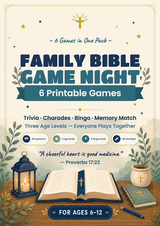 Family Bible Game Night — 6 Printable Games — cover