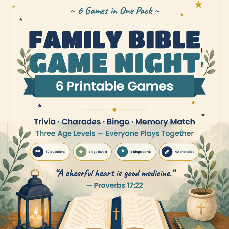 Family Bible Game Night — 6 Printable Games — cover