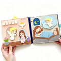 Open felt spread: the angel Gabriel visiting Mary, and Joseph asleep with an angel dream cloud