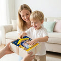 Mother and young son opening the handmade nativity quiet book from its gift box